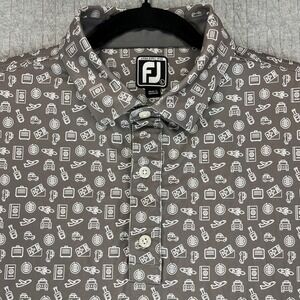 FootJoy‎ FJ Athletic Fit performance golf polo Dress shirt Men L geometric